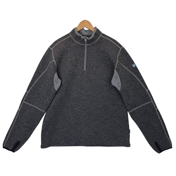 Kuhl Other - Kuhl ThermoKore Gray 1//4 Zip Sweater Pullover‎ Wool Blend Fleece Outdoors Sz L